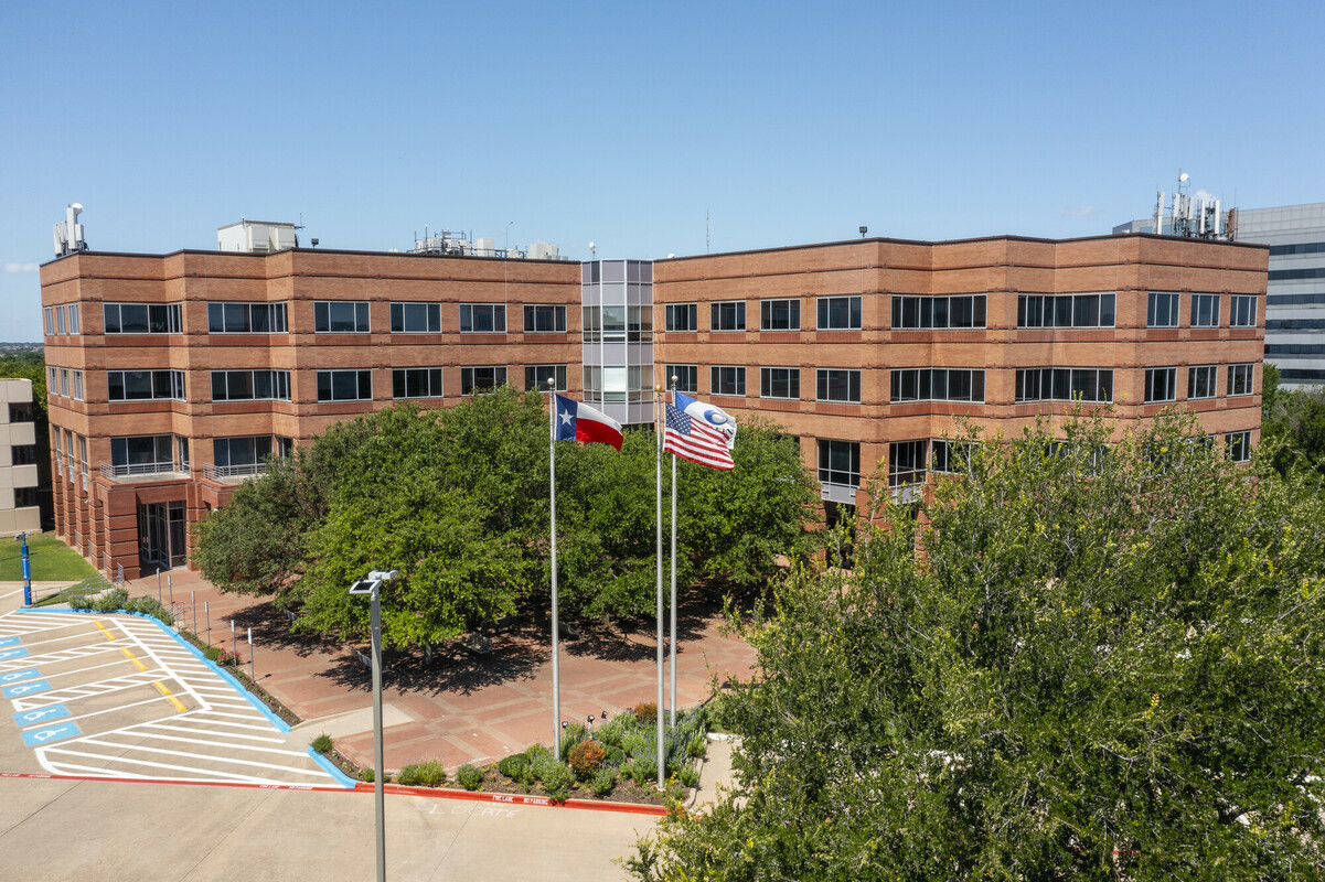 Front view of the Courtyard Campus from drone