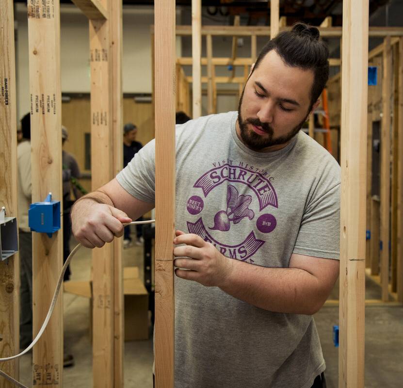 Student working on residential wiring