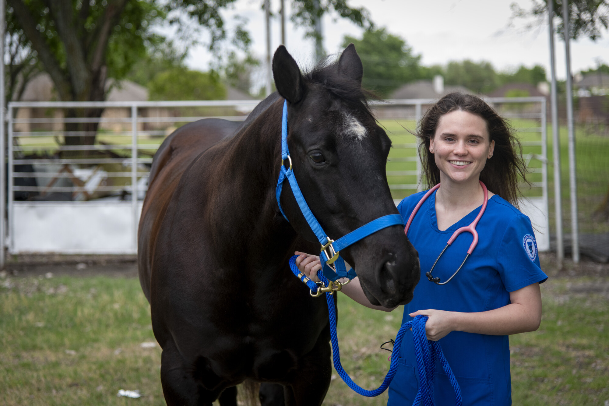 Vet tech student with horse