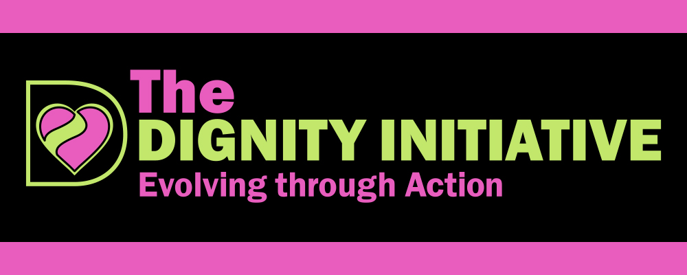pink, black, and green logo 